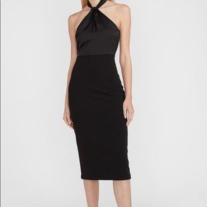 EXPRESS black satin top midi dress